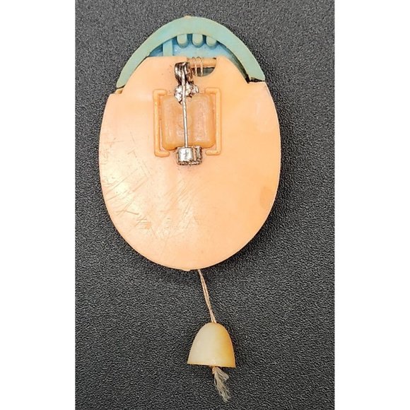 Vintage PULL CORD EASTER BUNNY & Chick Pin and  RABBIT Egg PIN - Picture 4 of 9